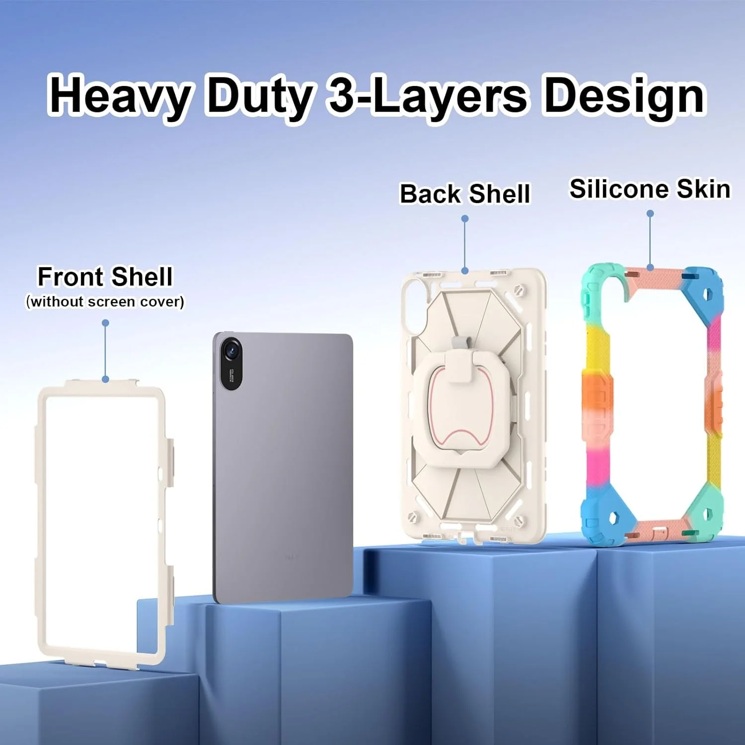 کیف محافظ تبلت برای شیائومی ردمی پد 2 11 اینچ 2025، کاور مقاوم در برابر ضربه، محافظ با پایه چرخان 360 درجه + بند دستی + بند شانه لوازم جانبی تبلت (آبی 3) کیف محافظ تبلت برای شیائومی ردمی پد 2 11 اینچ 2025، کاور مقاوم در برابر ضربه، محافظ با پایه چرخان 360 درجه + بند دستی + بند شانه لوازم جانبی تبلت (آبی 3)