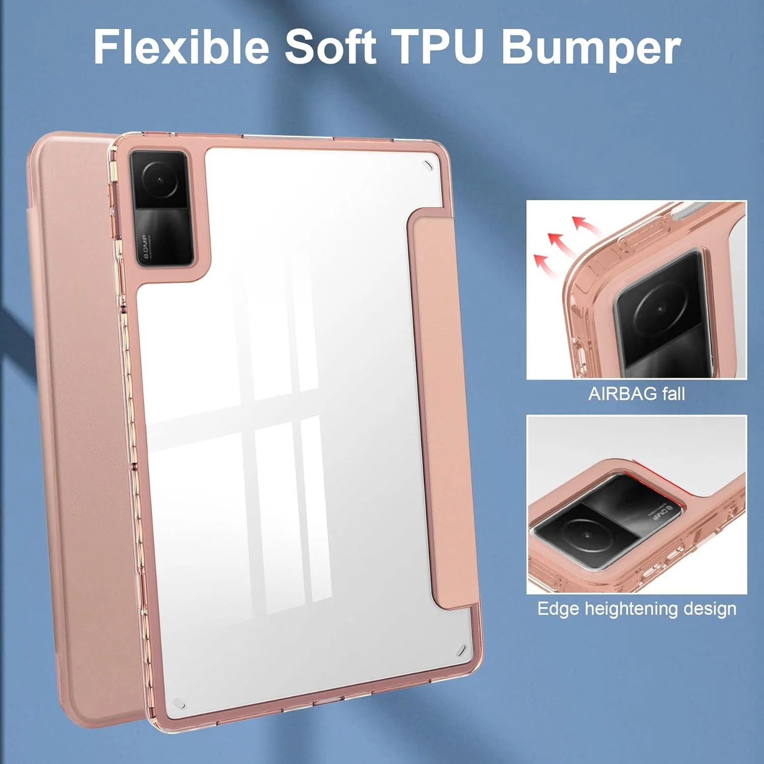 کاور هوشمند تبلت سه تایی سازگار با شیائومی Redmi Pad 10.61 اینچ نسخه 2022، کاور پشتی شفاف و باریک TPU با پایه نگهدارنده مداد، ضد ضربه، قابلیت بیدار/خواب خودکار. صورتی کاور هوشمند تبلت سه تایی سازگار با شیائومی Redmi Pad 10.61 اینچ نسخه 2022، کاور پشتی شفاف و باریک TPU با پایه نگهدارنده مداد، ضد ضربه، قابلیت بیدار/خواب خودکار. صورتی