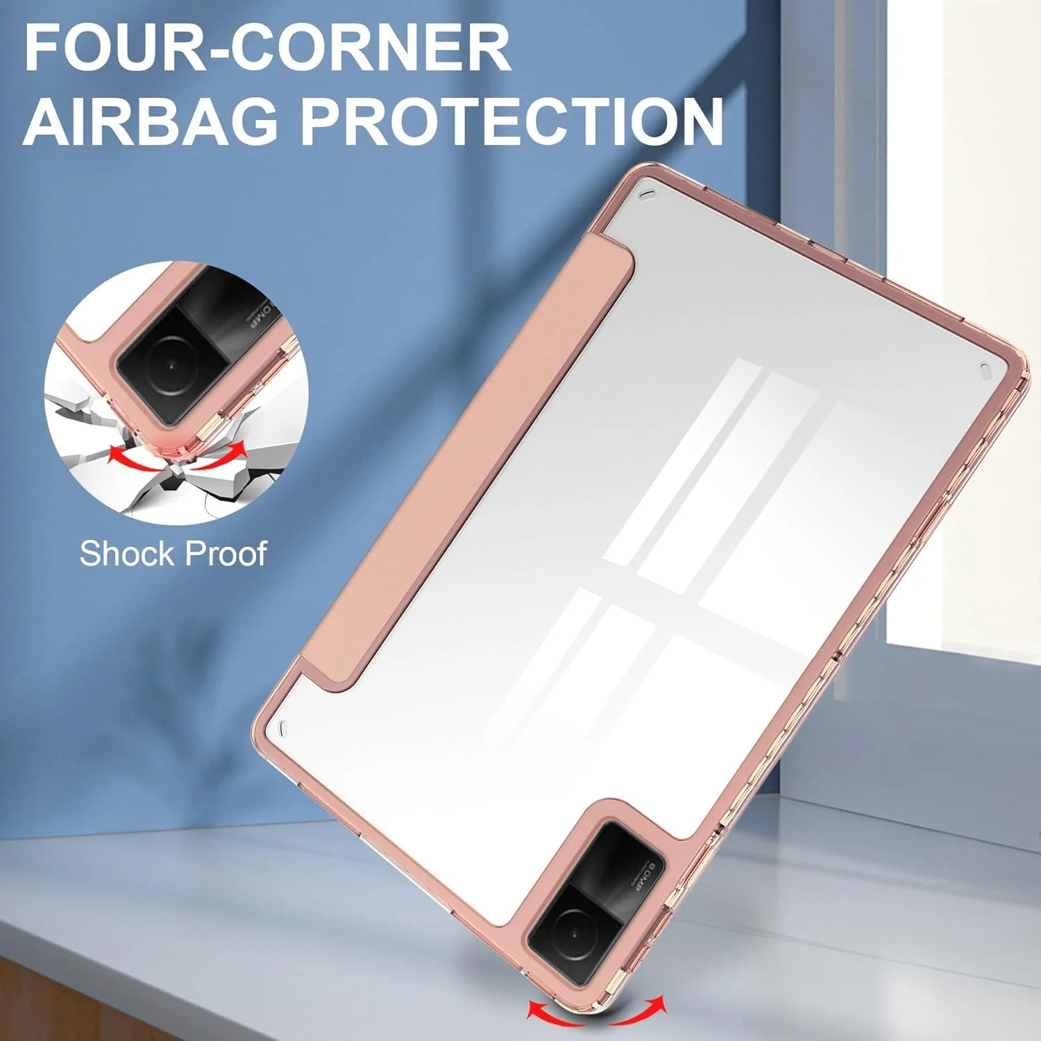 کاور هوشمند تبلت سه تایی سازگار با شیائومی Redmi Pad 10.61 اینچ نسخه 2022، کاور پشتی شفاف و باریک TPU با پایه نگهدارنده مداد، ضد ضربه، قابلیت بیدار/خواب خودکار. صورتی کاور هوشمند تبلت سه تایی سازگار با شیائومی Redmi Pad 10.61 اینچ نسخه 2022، کاور پشتی شفاف و باریک TPU با پایه نگهدارنده مداد، ضد ضربه، قابلیت بیدار/خواب خودکار. صورتی