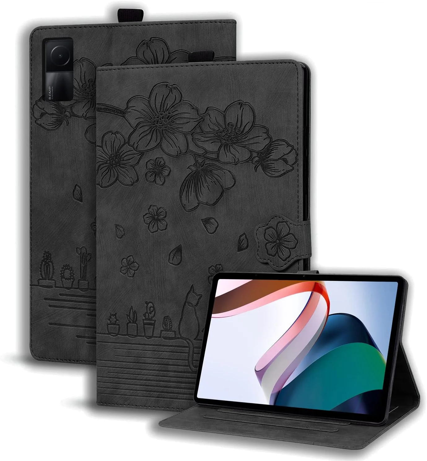 کاور محافظ تبلت شیائومی Redmi Pad 10.61 اینچ 2022 مدل Succtopy، فوق العاده باریک، ساخته شده از PU، دارای عملکرد استند برای شیائومی Redmi Pad 10.61 2022، مشکی