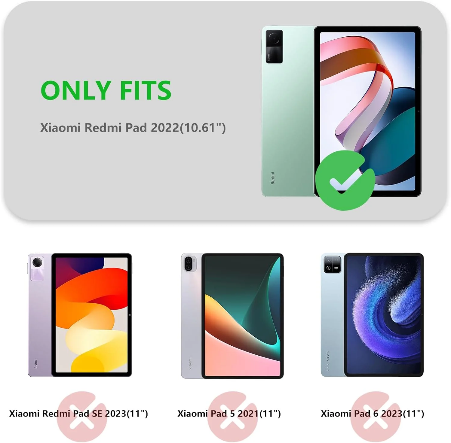 کاور محافظ تبلت شیائومی Redmi Pad 10.61 اینچ 2022 مدل Succtopy، فوق العاده باریک، ساخته شده از PU، دارای عملکرد استند برای شیائومی Redmi Pad 10.61 2022، مشکی