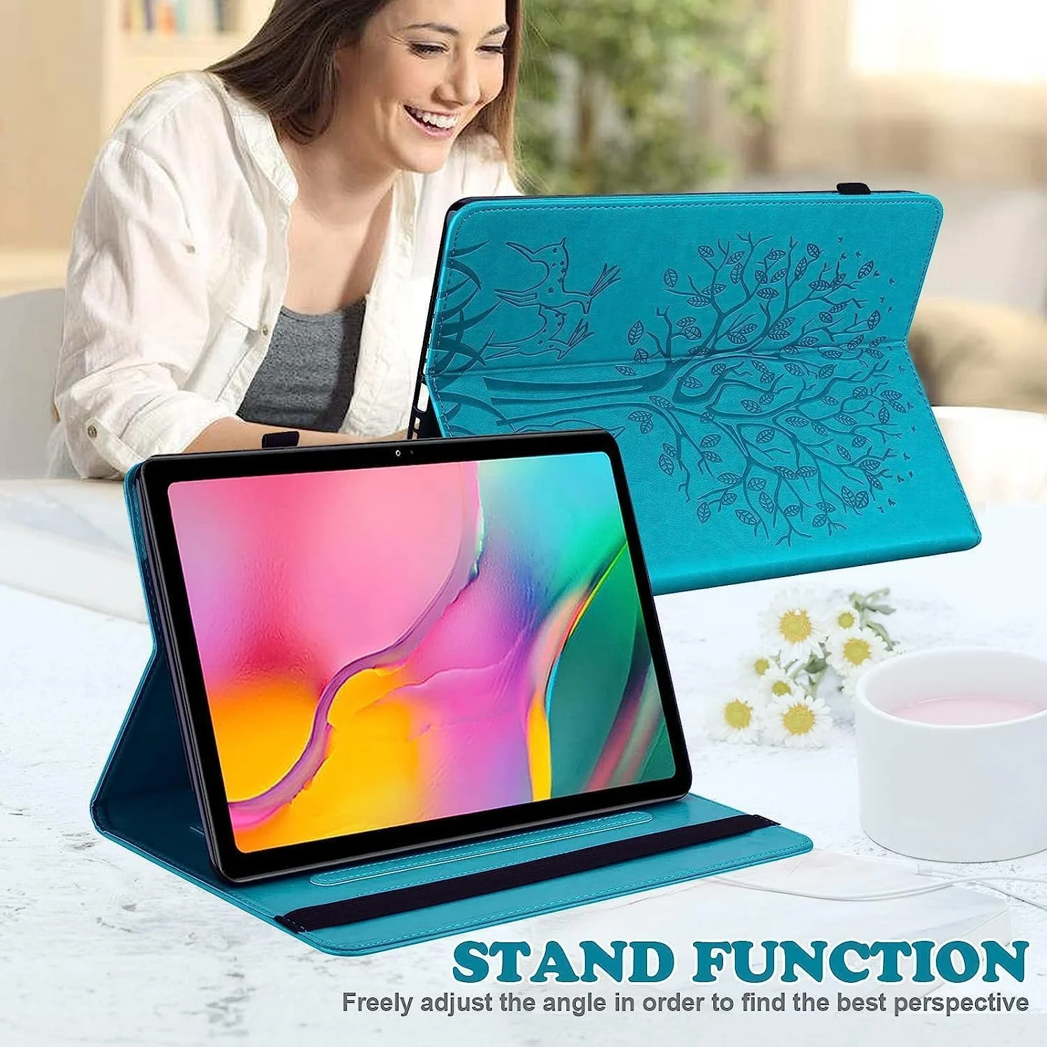 کیف محافظ تبلت شیائومی پد 6/شیائومی پد 6 پرو 11 اینچ 2023 به همراه جای قلم، جای کارت و قابلیت استند، کیف محافظ شیک و تاشو مناسب تبلت شیائومی پد 6 پرو، آبی