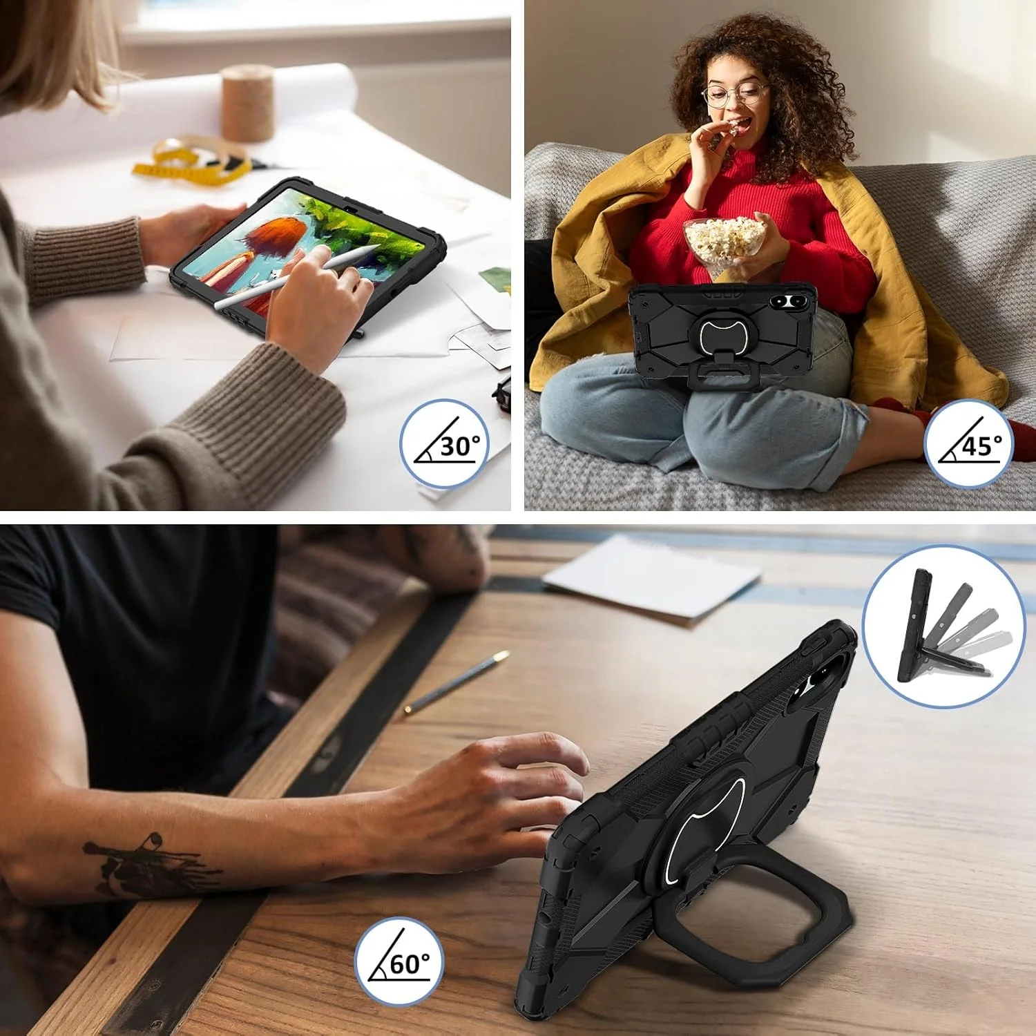 کیف حمل تبلت سازگار با شیائومی ردمی پد پرو 12.1 اینچ / پوکو پد 12.1 اینچ، کیف مقاوم در برابر ضربه، پوشش محافظ با پایه چرخان 360 درجه + بند دستی + بند شانه تبلت کیف حمل تبلت سازگار با شیائومی ردمی پد پرو 12.1 اینچ / پوکو پد 12.1 اینچ، کیف مقاوم در برابر ضربه، پوشش محافظ با پایه چرخان 360 درجه + بند دستی + بند شانه تبلت