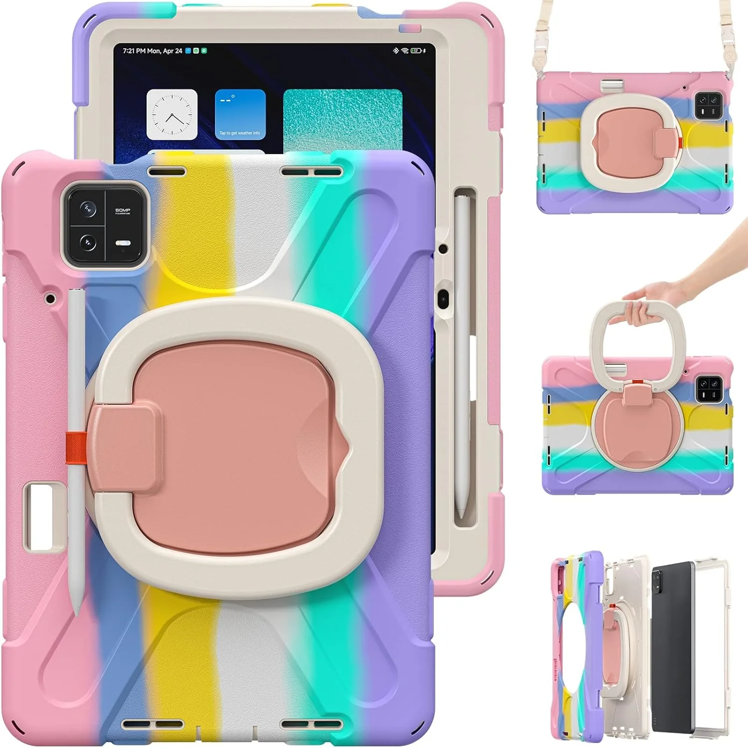 Tablet Travel Rugged TPU Shockproof Case Compatible with Xiaomi Mi Pad 6/6 Pro 2023 11.2 Inch, Shoulder Strap with Rotating Stand Handle, Shockproof Protective Cover Tablet Travel Rugged TPU Shockproof Case Compatible with Xiaomi Mi Pad 6/6 Pro 2023 11.2 Inch, Shoulder Strap with Rotating Stand Handle, Shockproof Protective Cover