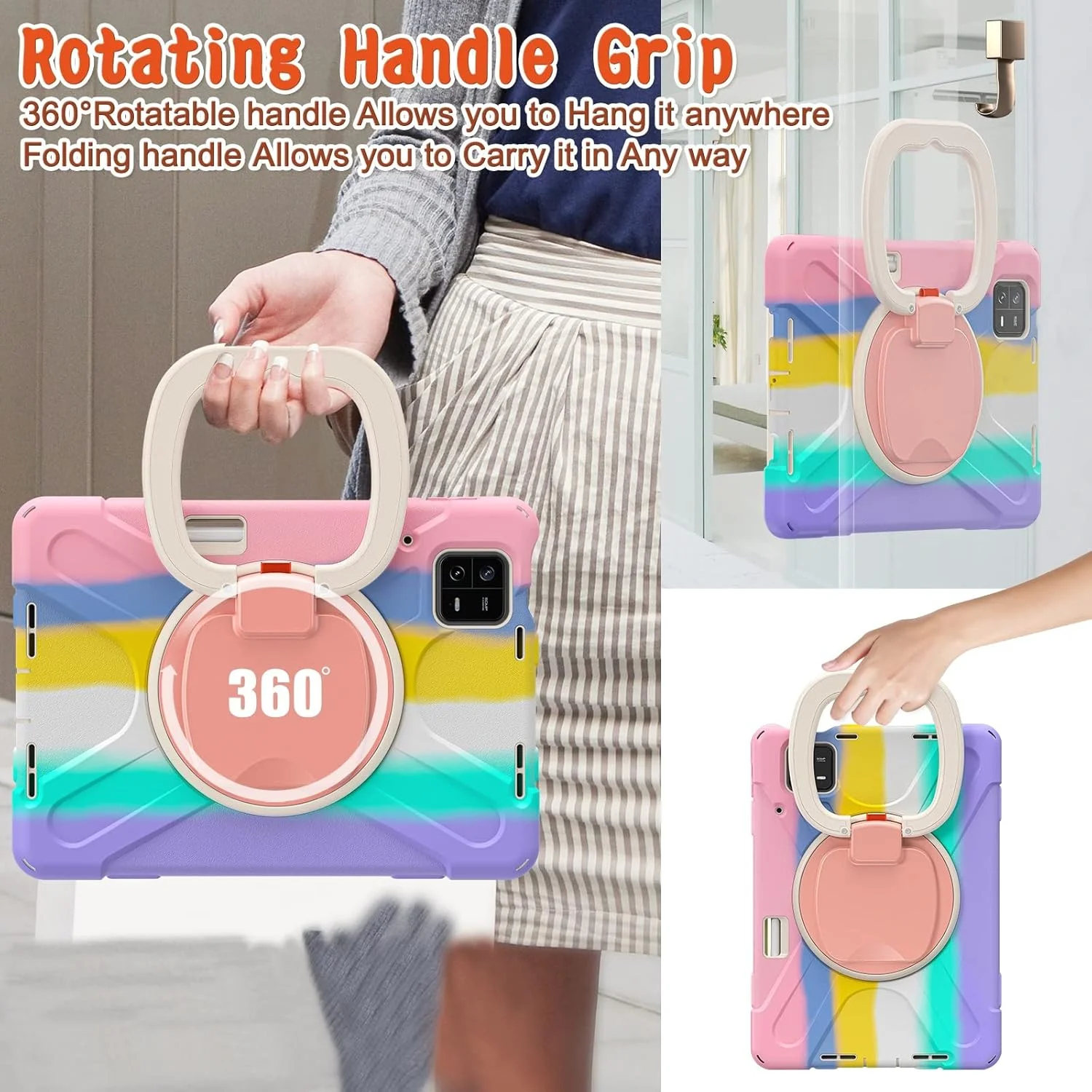 Tablet Travel Rugged TPU Shockproof Case Compatible with Xiaomi Mi Pad 6/6 Pro 2023 11.2 Inch, Shoulder Strap with Rotating Stand Handle, Shockproof Protective Cover Tablet Travel Rugged TPU Shockproof Case Compatible with Xiaomi Mi Pad 6/6 Pro 2023 11.2 Inch, Shoulder Strap with Rotating Stand Handle, Shockproof Protective Cover