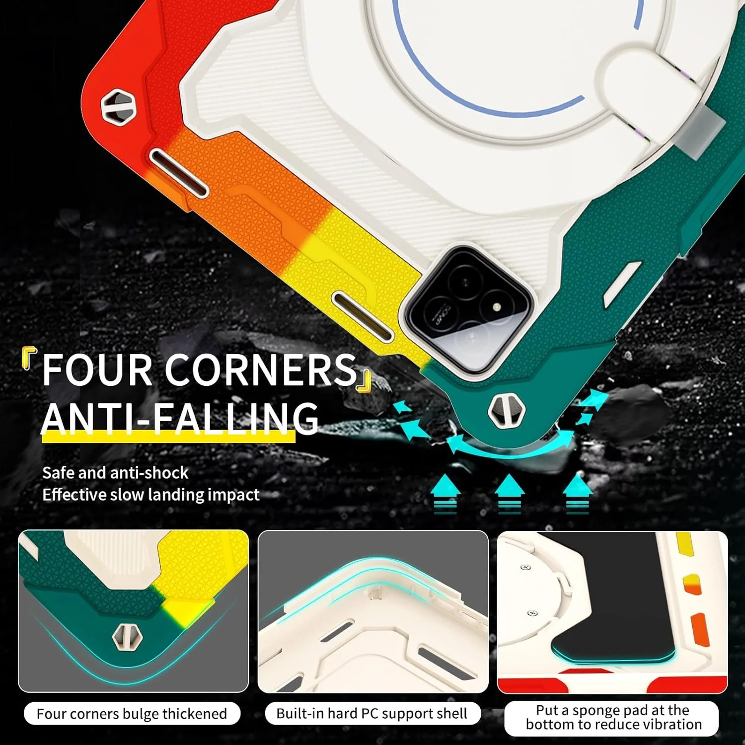 کیف تبلت مناسب برای کودکان، سازگار با Xiaomi Redmi Pad 7/Pad 7 Pro 11.2 اینچی عرضه شده در سال 2024، کیف با پایه چرخان 360 درجه، سه لایه ضد ضربه و ضد نشت