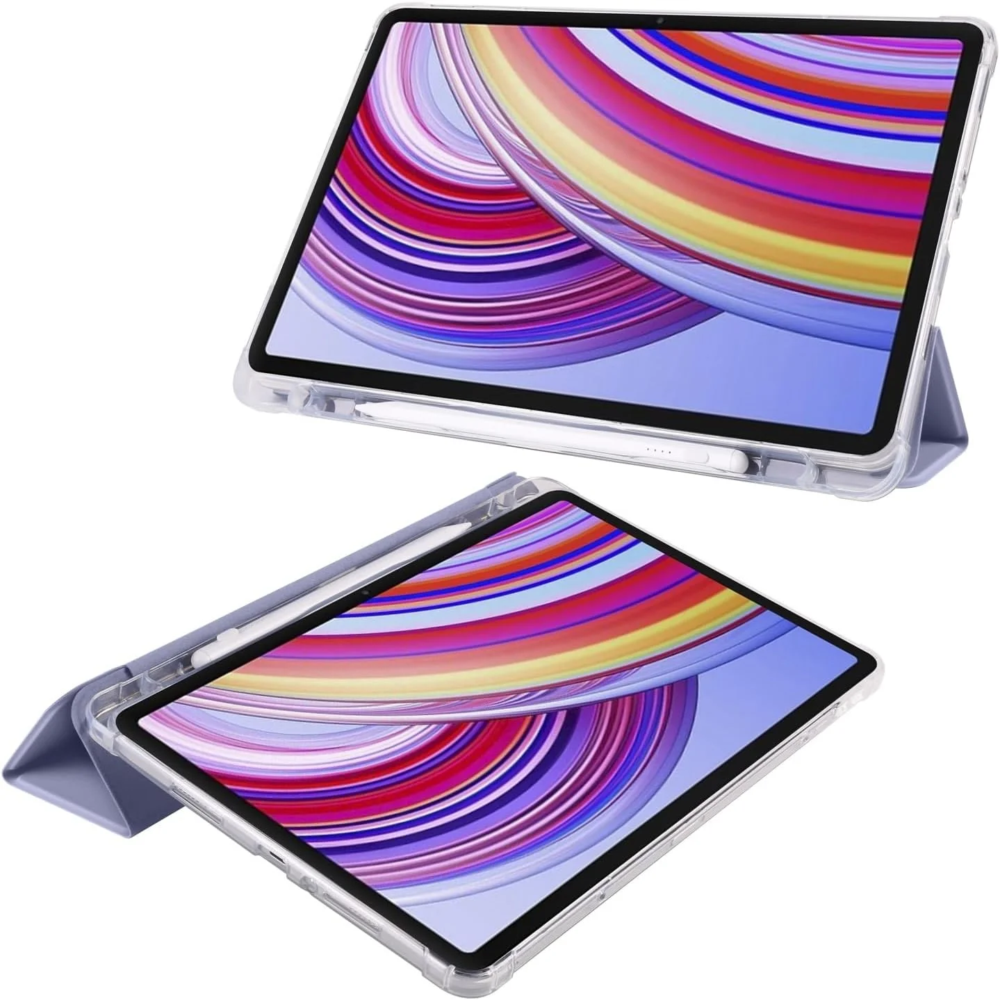 کیف تبلت سازگار با شیائومی ردمی پد پرو ۱۲.۱ اینچ ۲۰۲۴، کیف محافظ باریک و سبک، کاور هوشمند ضد ضربه با قاب پشتی شفاف و جای مداد، سازگار با ردمی پد پرو