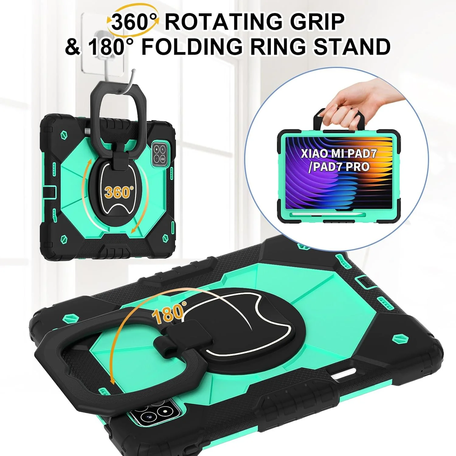 کاور Gruattreay سازگار با شیائومی پد 7 پرو/پد 7، کاور ضد ضربه تبلت با حلقه چرخان 360 درجه و بند شانه، کاور محافظ کودکانه برای می پد 7 پرو (نارنجی) کاور Gruattreay سازگار با شیائومی پد 7 پرو/پد 7، کاور ضد ضربه تبلت با حلقه چرخان 360 درجه و بند شانه، کاور محافظ کودکانه برای می پد 7 پرو (نارنجی)