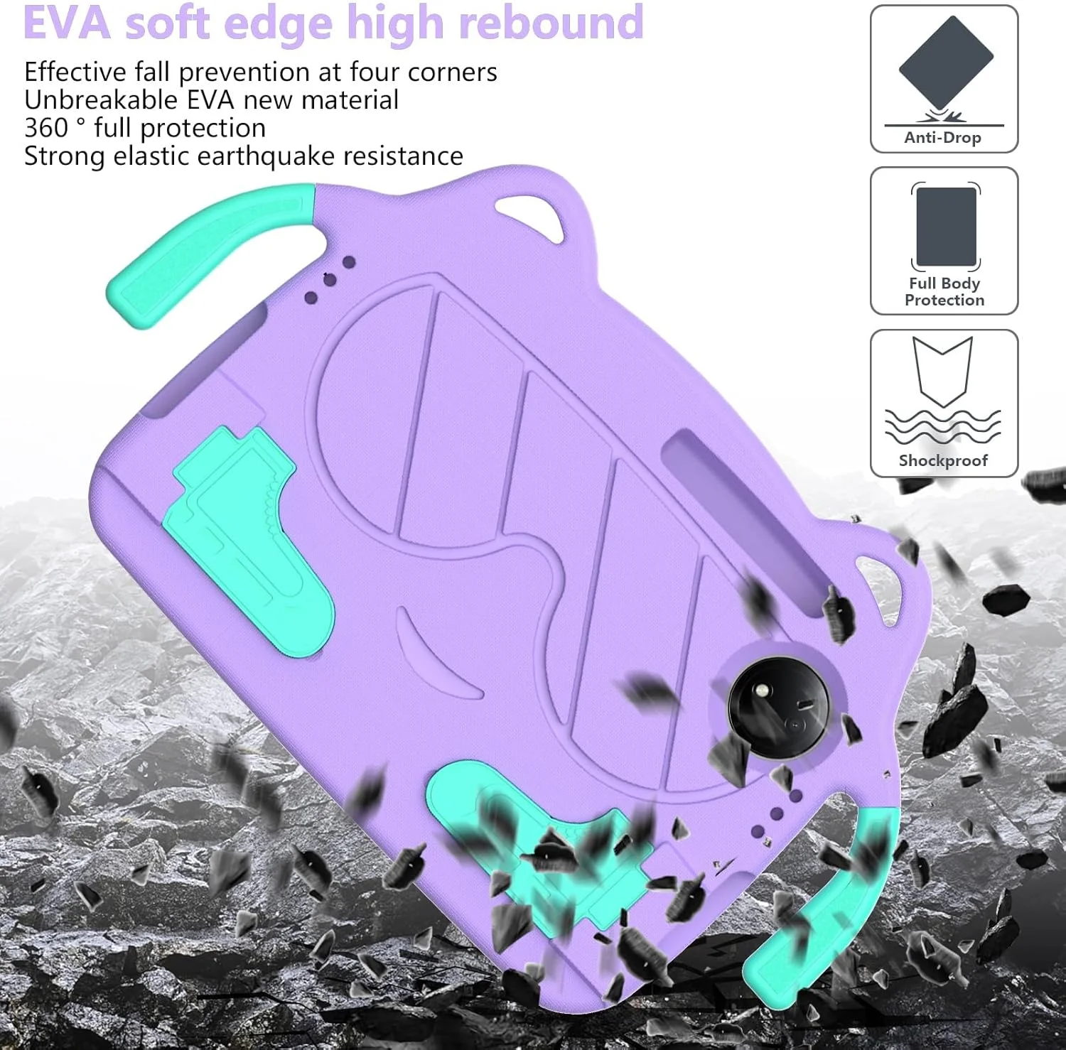 Tablet Cover Case Compatible with Xiaomi Redmi Pad SE 8.7" 2024 Lightweight EVA Shockproof Protection Case,8.7 Inch Compatible with Redmi Pad SE 8.7inch Case with Handle Stand Thickned Cornor Impact T