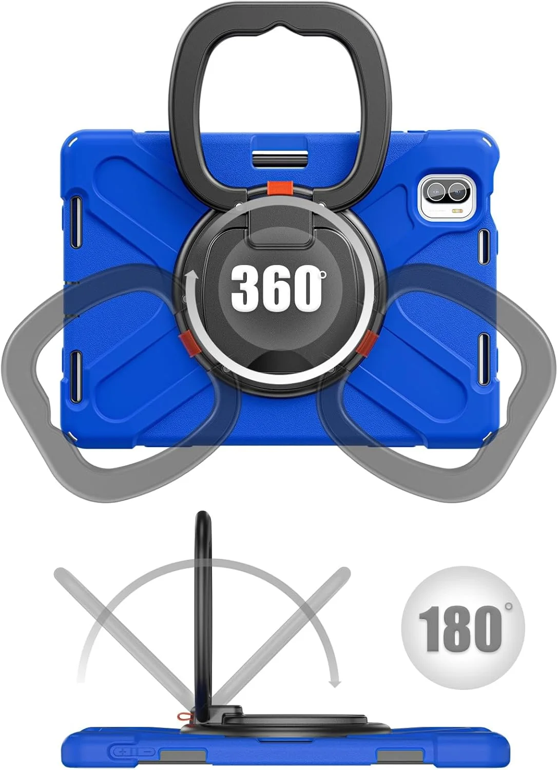 کیف تبلت مسافرتی سازگار با شیائومی Mi Pad 5 / MiPad 5 Pro 11 اینچ نسخه 2021، کیف TPU مقاوم در برابر ضربه برای کودکان، دسته نگهدارنده چند منظوره با قابلیت چرخش 360 درجه + بند