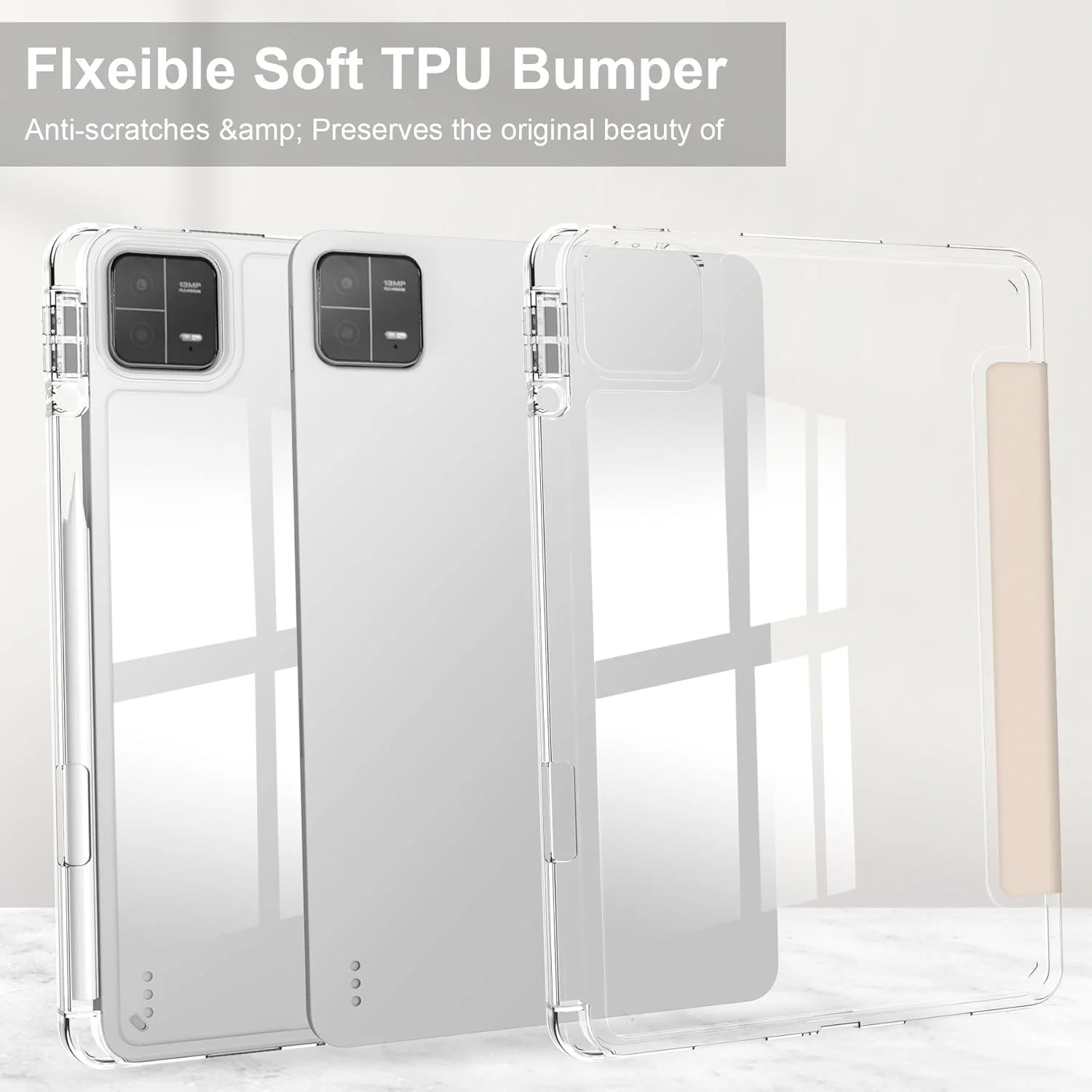 کاور تبلت هوشمند سه تایی، سازگار با شیائومی پد 6/پد 6 پرو 11 اینچ 2023، کاور پشتی شفاف باریک TPU با پایه و جای مدادی، ضد ضربه، بیدار/خواب خودکار. صورتی کاور تبلت هوشمند سه تایی، سازگار با شیائومی پد 6/پد 6 پرو 11 اینچ 2023، کاور پشتی شفاف باریک TPU با پایه و جای مدادی، ضد ضربه، بیدار/خواب خودکار. صورتی