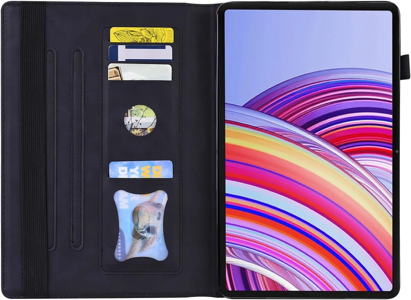 کیف تبلت Gruattreay سازگار با شیائومی Redmi Pad 2 11 اینچی 2025، کیف پول چرمی PU یکپارچهسازی با سیستمعامل با اسلات کارت، پوشش ضد ضربه با پایه چند زاویه (مشکی)