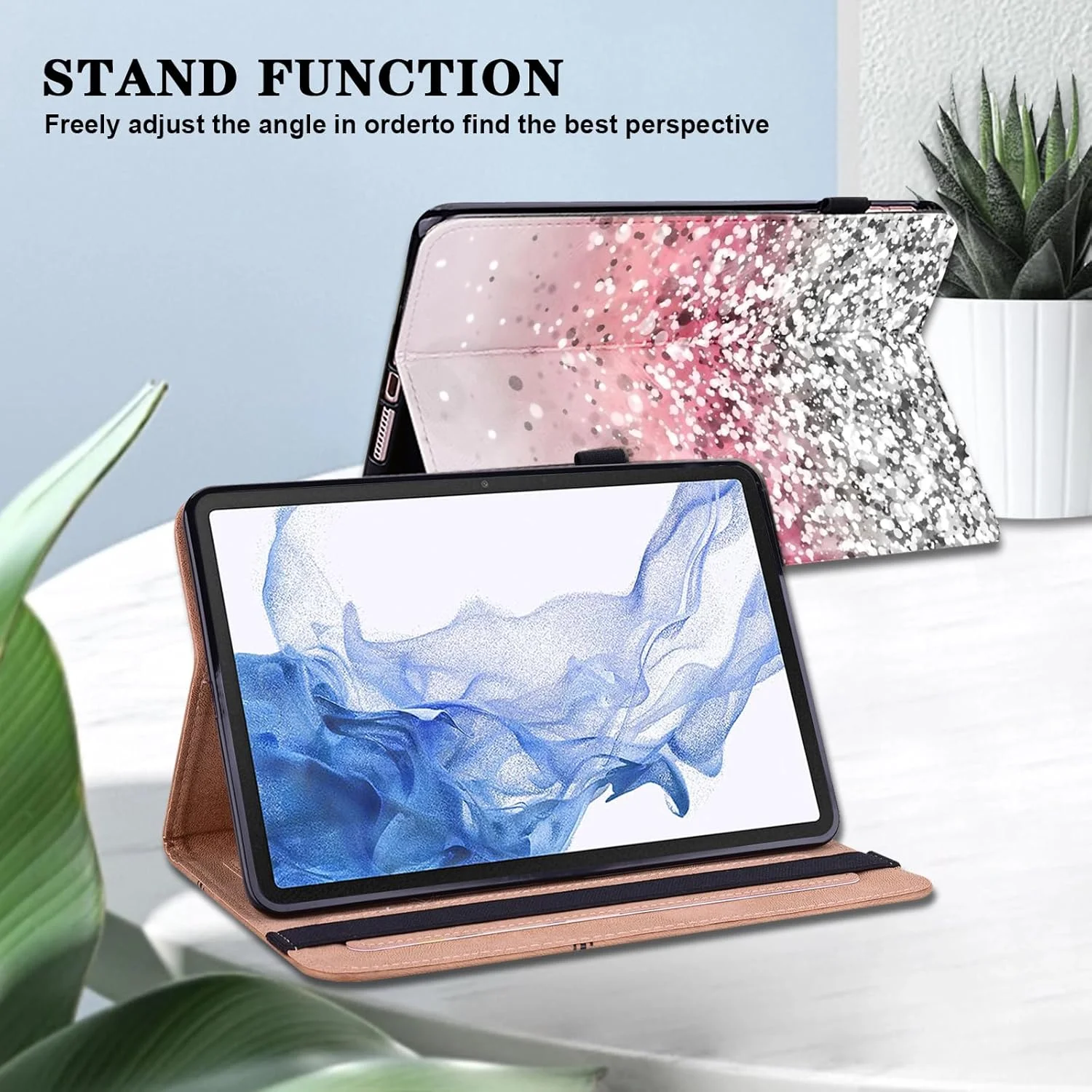 کیف تبلت TUOLISG برای شیائومی Redmi Pad SE 8.7 اینچ 2024 به همراه قلم استایلوس، کیف پول چرمی PU با نگهدارنده قلم، پایه چند زاویه ای، محافظ تبلت شیائومی Redmi Pad SE 8.7 اینچ با طرح گرادیان