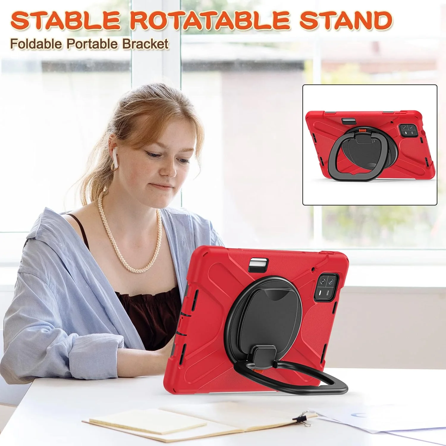 کیف تبلت 11 اینچی UFinetech Xiaomi Mi Pad 6/ Mi Pad 6 Pro - کاور مقاوم در برابر ضربه، بند چرخشی 360 درجه، پایه تاشو، دسته ضد لغزش، بند شانه قابل تنظیم، جای قلم - قرمز کیف تبلت 11 اینچی UFinetech Xiaomi Mi Pad 6/ Mi Pad 6 Pro - کاور مقاوم در برابر ضربه، بند چرخشی 360 درجه، پایه تاشو، دسته ضد لغزش، بند شانه قابل تنظیم، جای قلم - قرمز