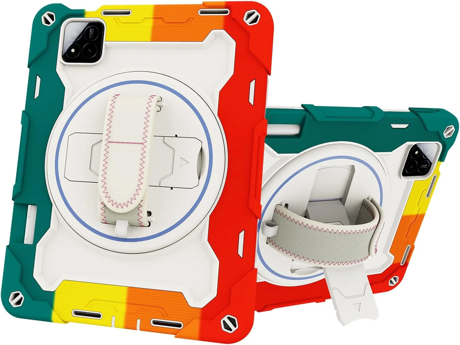 کیف تبلت nincyee برای شیائومی پد 7/7 پرو 11.2 اینچ، کیف سیلیکونی رنگین کمانی مقاوم در برابر ضربه برای کودکان با جای مداد، بند شانه، پایه تاشو چرخان، بند دستی