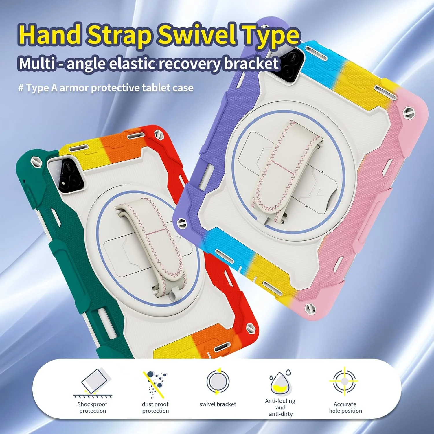 کیف تبلت nincyee برای شیائومی پد 7/7 پرو 11.2 اینچ، کیف سیلیکونی رنگین کمانی مقاوم در برابر ضربه برای کودکان با جای مداد، بند شانه، پایه تاشو چرخان، بند دستی کیف تبلت nincyee برای شیائومی پد 7/7 پرو 11.2 اینچ، کیف سیلیکونی رنگین کمانی مقاوم در برابر ضربه برای کودکان با جای مداد، بند شانه، پایه تاشو چرخان، بند دستی