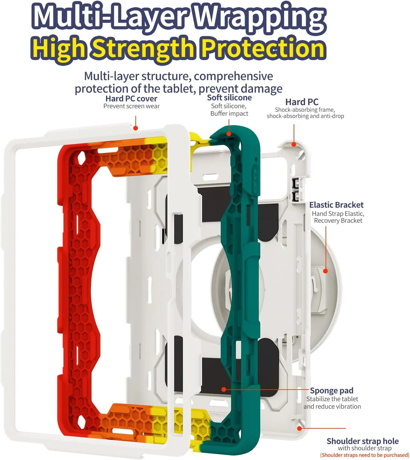 کیف تبلت nincyee برای شیائومی پد 7/7 پرو 11.2 اینچ، کیف سیلیکونی رنگین کمانی مقاوم در برابر ضربه برای کودکان با جای مداد، بند شانه، پایه تاشو چرخان، بند دستی کیف تبلت nincyee برای شیائومی پد 7/7 پرو 11.2 اینچ، کیف سیلیکونی رنگین کمانی مقاوم در برابر ضربه برای کودکان با جای مداد، بند شانه، پایه تاشو چرخان، بند دستی