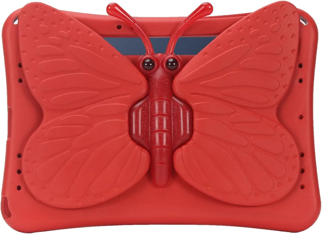 nincyee Kids Tablet Case for Xiaomi Pad 5 Pro 12.4",Eva Heavy Duty Shockproof Cover with Pencil Holder,Folding Kickstand,Rotating Butterfly Shape Cartoon Case for Children Fun