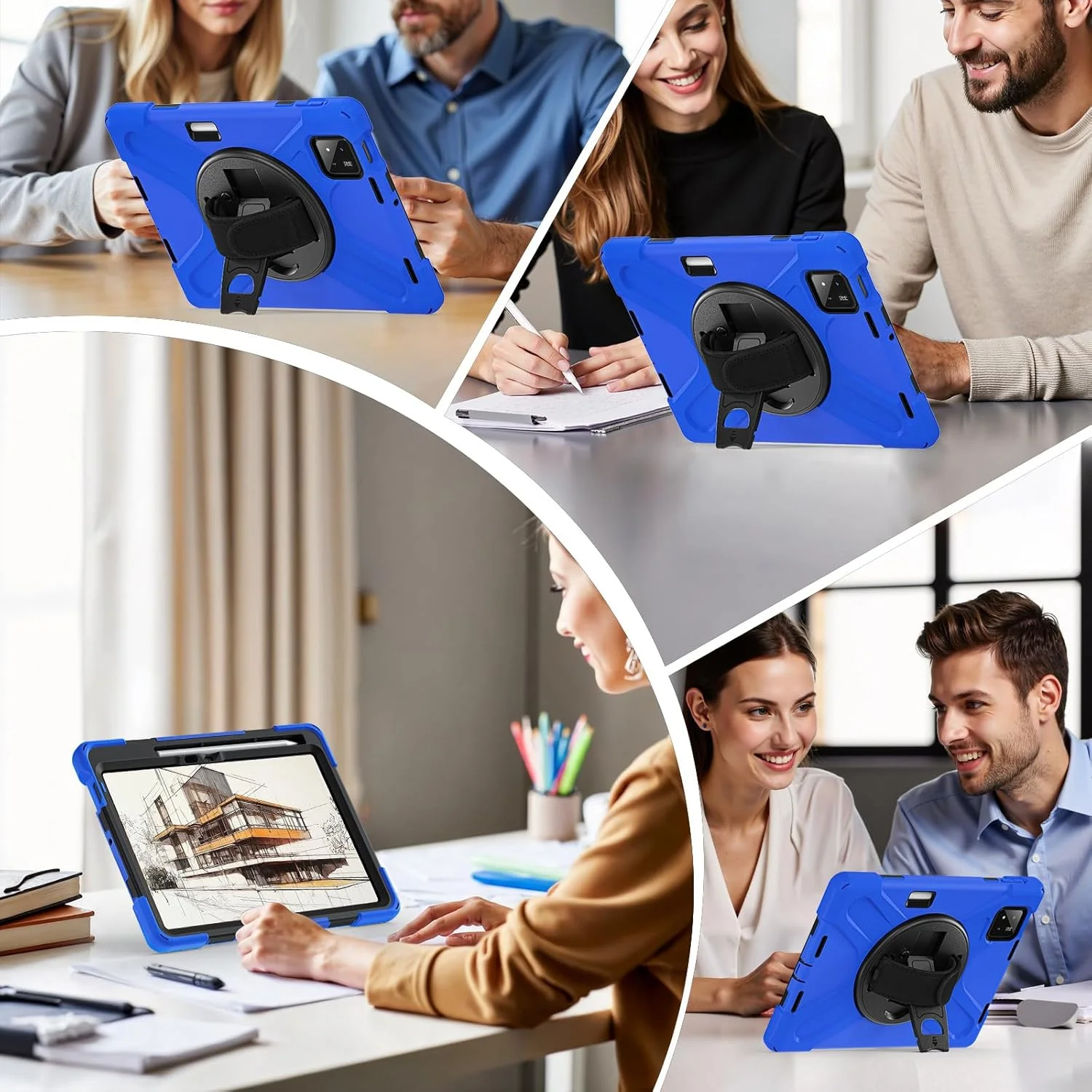 کاور تبلت Gruattreay سازگار با شیائومی پد 7/پد 7 پرو 11.2 اینچ 2024، کاور سیلیکونی EVA ضد ضربه و ضد افتادن با بند شانه و جای قلم، پایه چرخان 360 درجه (قرمز)