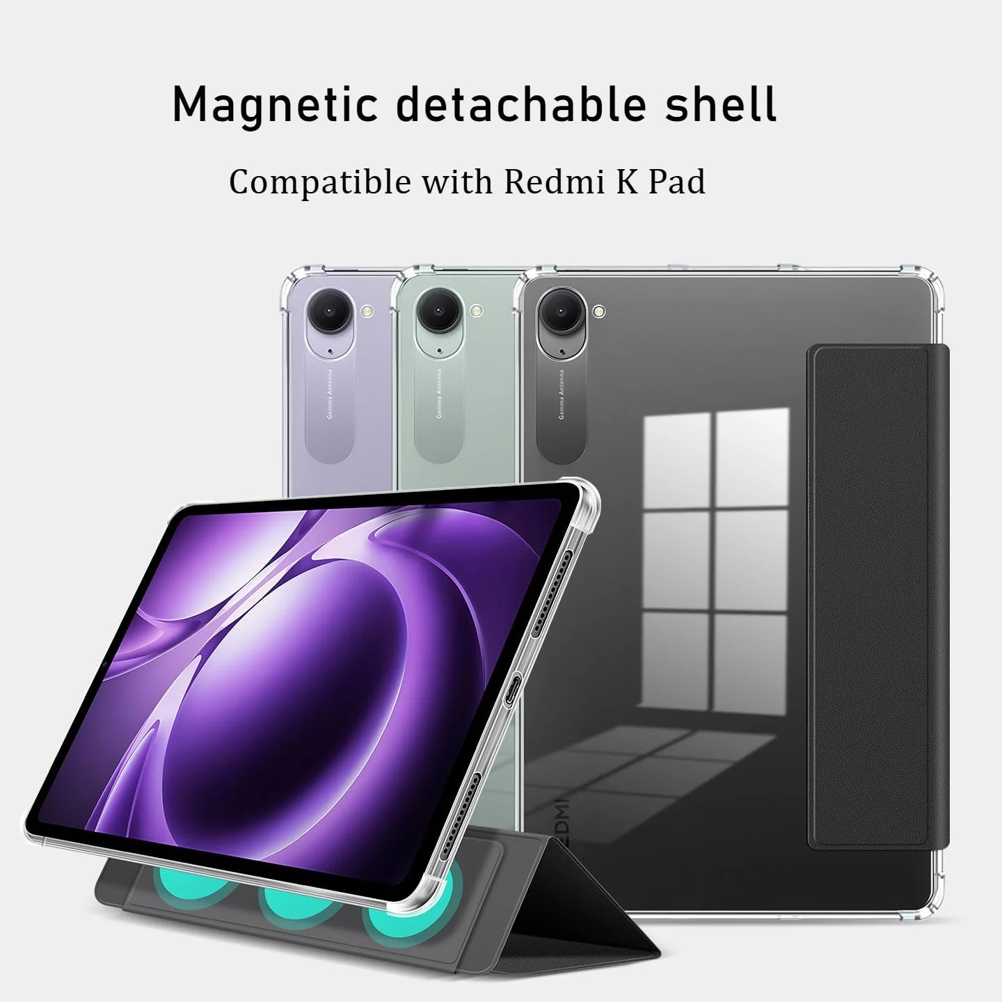 کاور نیمه شفاف Gruattreay سازگار با تبلت شیائومی Redmi K Pad 8.8 اینچ 2025، کاور پشتی شفاف و کاور استند تاشو با قابلیت خواب/بیدار شدن خودکار (سبز)