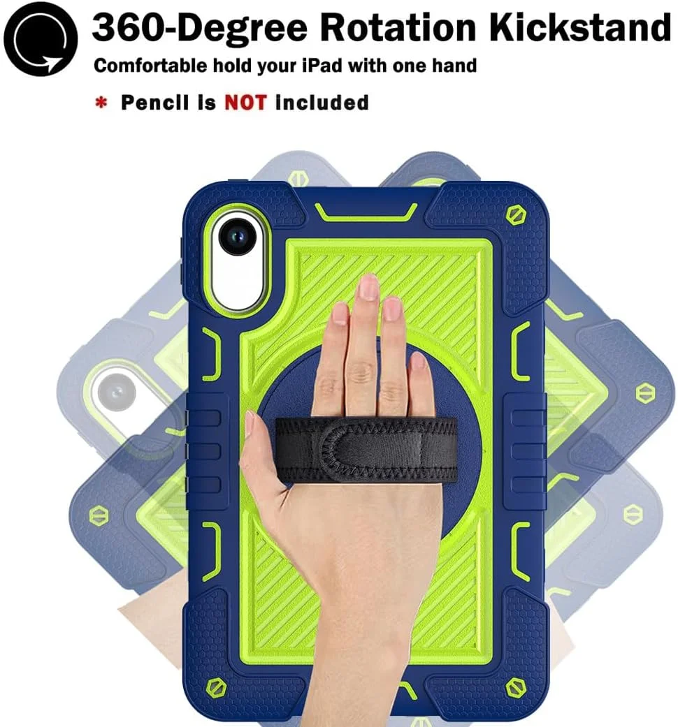 Gruattreay Case Compatible with Xiaomi Redmi Pad SE 11 Inch 2025 Tablet, Heavy Duty Rugged Anti Shock and Anti Fall Tablet Cover with Hidden Bracket + Hand Strap + Shoulder Strap (Black)