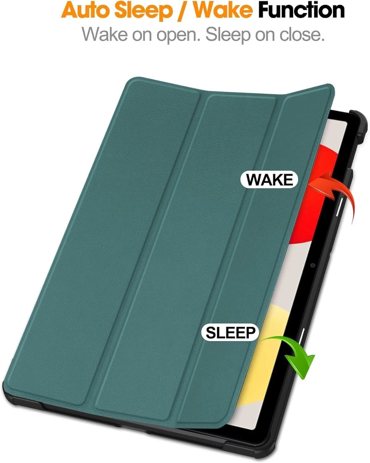 کاور تبلت Gruattreay سازگار با شیائومی Redmi Pad SE 11 اینچ، عرضه شده در سال 2023، کاور هوشمند تبلت سه تایی، کاور محافظ ضد ضربه با قابلیت بیدار/خواب خودکار (سبز تیره)