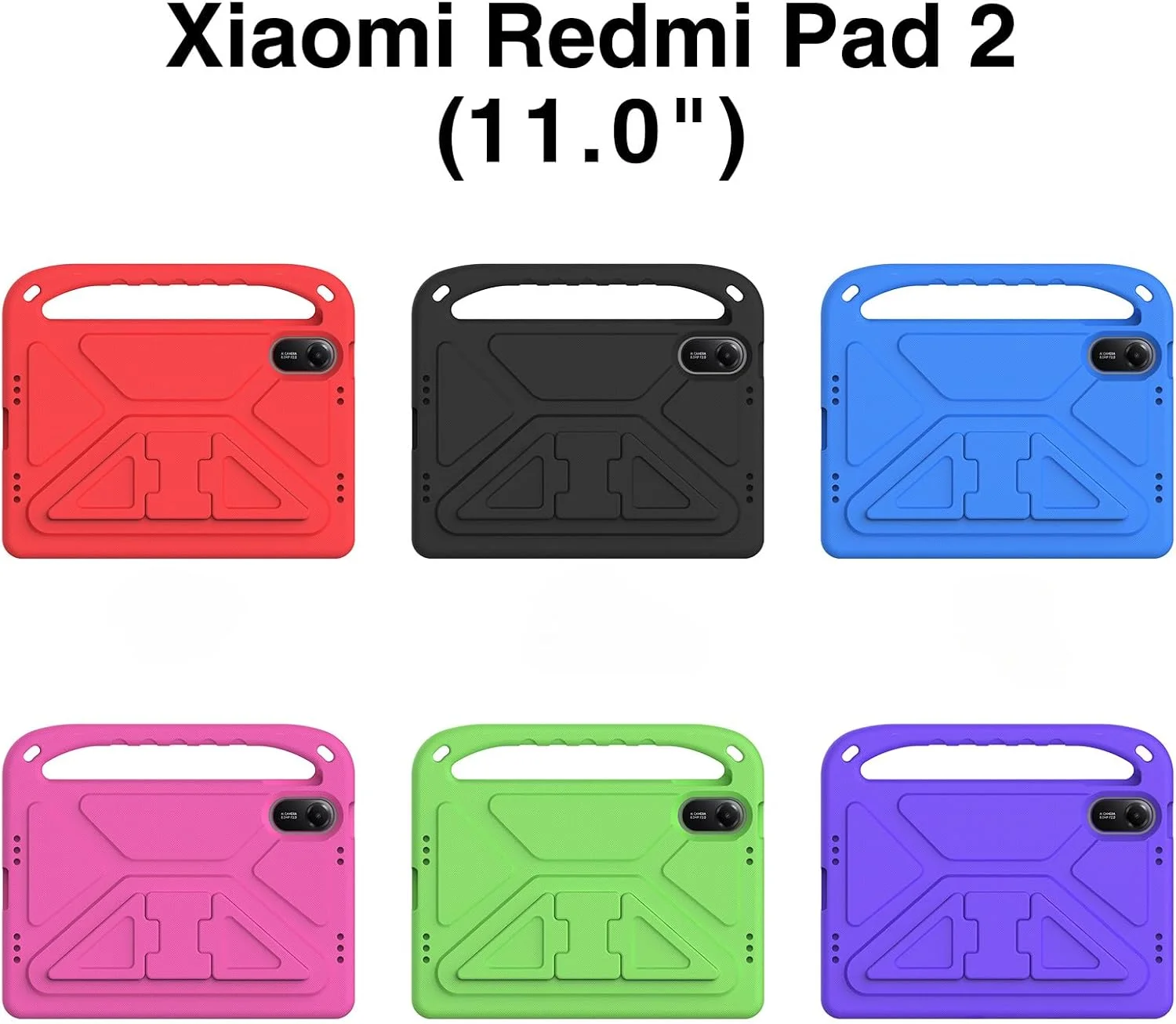 کیف محافظ کودکانه Gruattreay سازگار با تبلت شیائومی Redmi Pad 2 11 اینچ (2025)، روکش فوم EVA مقاوم در برابر ضربه با پایه نگهدارنده قابل حمل (صورتی)