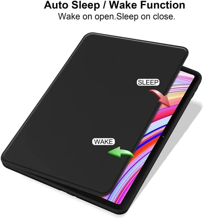 کاور تبلت Gruattreay سازگار با شیائومی Redmi Pad Pro 12.1 اینچ، کاور شفاف با عملکرد Hibernate و استند قابل تنظیم، پوشش کامل PU + PC محافظت در برابر سقوط (آبی)