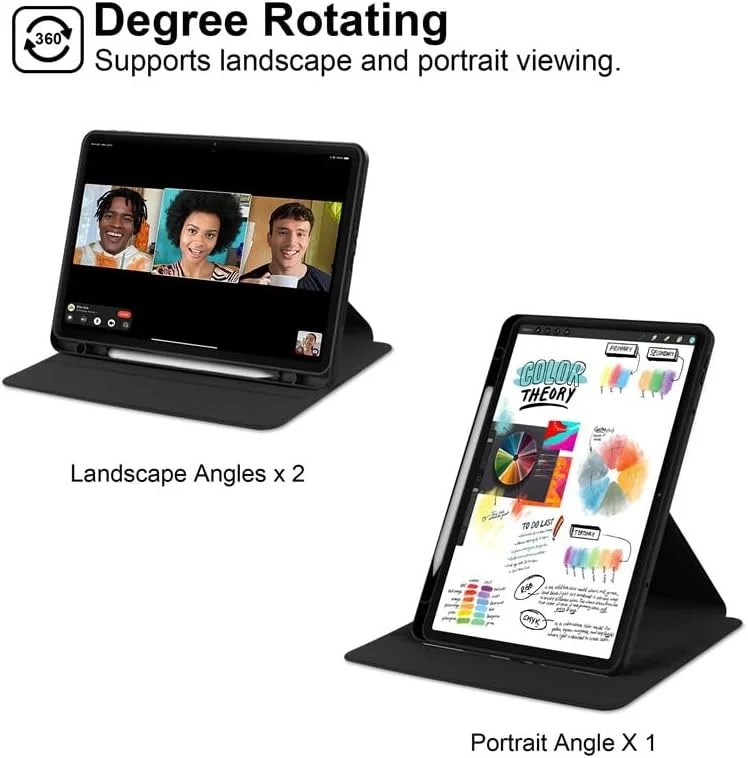 کاور تبلت Gruattreay سازگار با شیائومی Redmi Pad Pro 12.1 اینچ، کاور شفاف با عملکرد Hibernate و استند قابل تنظیم، پوشش کامل PU + PC محافظت در برابر سقوط (آبی)