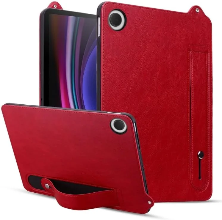 کاور تبلت شیائومی می پد 4 مدل چرمی TPU به همراه بند مچی (قهوه ای)(خاکستری)(قرمز) و غیره (قرمز)