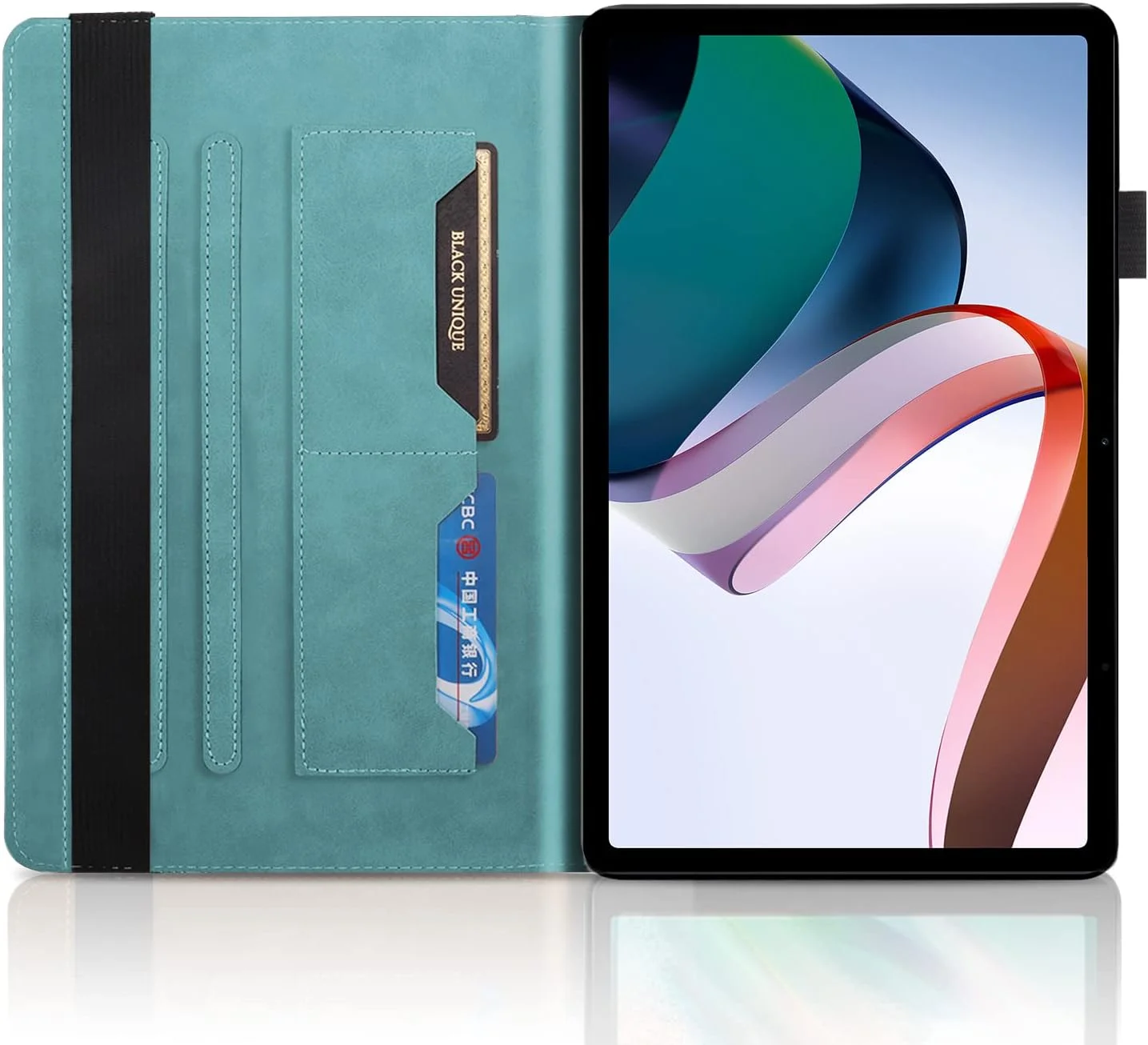 کاور ساکتاپی برای شیائومی ردمی پد 10.61 اینچ 2022، کاور محافظ چرمی PU تاشو با جای قلم، پایه و کیف پول برای تبلت شیائومی ردمی پد 10.61 مدل 2022 - آبی