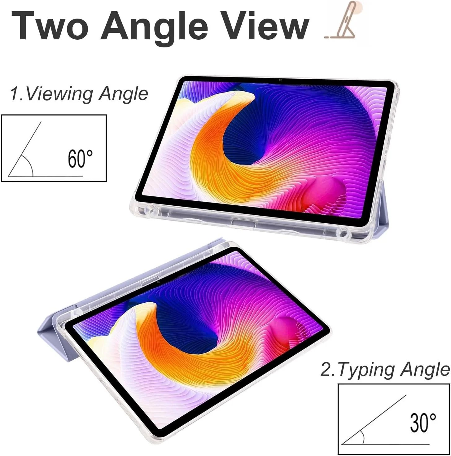 کاور شفاف تبلت سازگار با شیائومی Redmi Pad SE 8.7 اینچ عرضه شده در سال 2024، کاور باریک TPU با قابلیت بیدار/خواب خودکار، کاور محافظ سبک وزن هوشمند با جای مدادی، ضد ضربه، بنفش