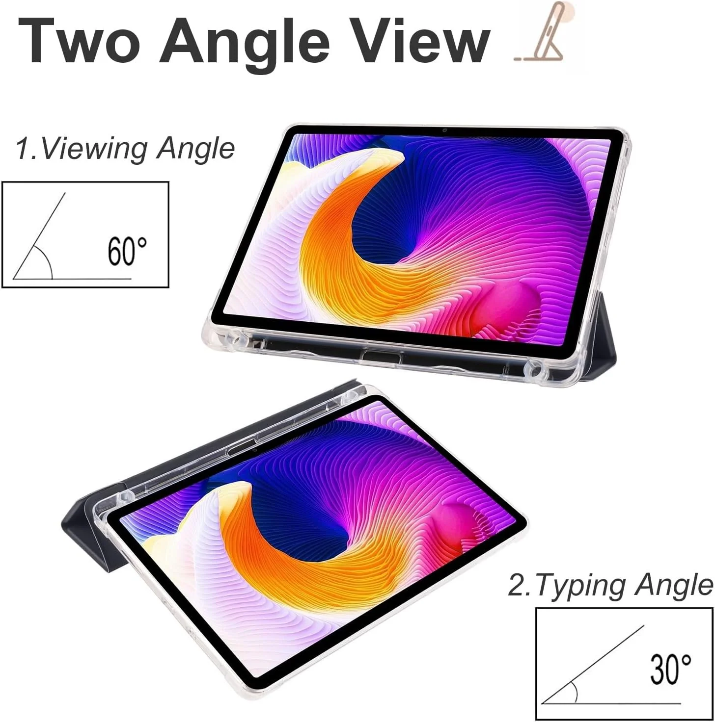 کاور شفاف تبلت سازگار با شیائومی پد 6 / پد 6 پرو 11 اینچ 2023، کاور باریک TPU با قابلیت بیدار/خواب خودکار، کاور محافظ سبک وزن هوشمند با جای مدادی، ضد ضربه - مشکی