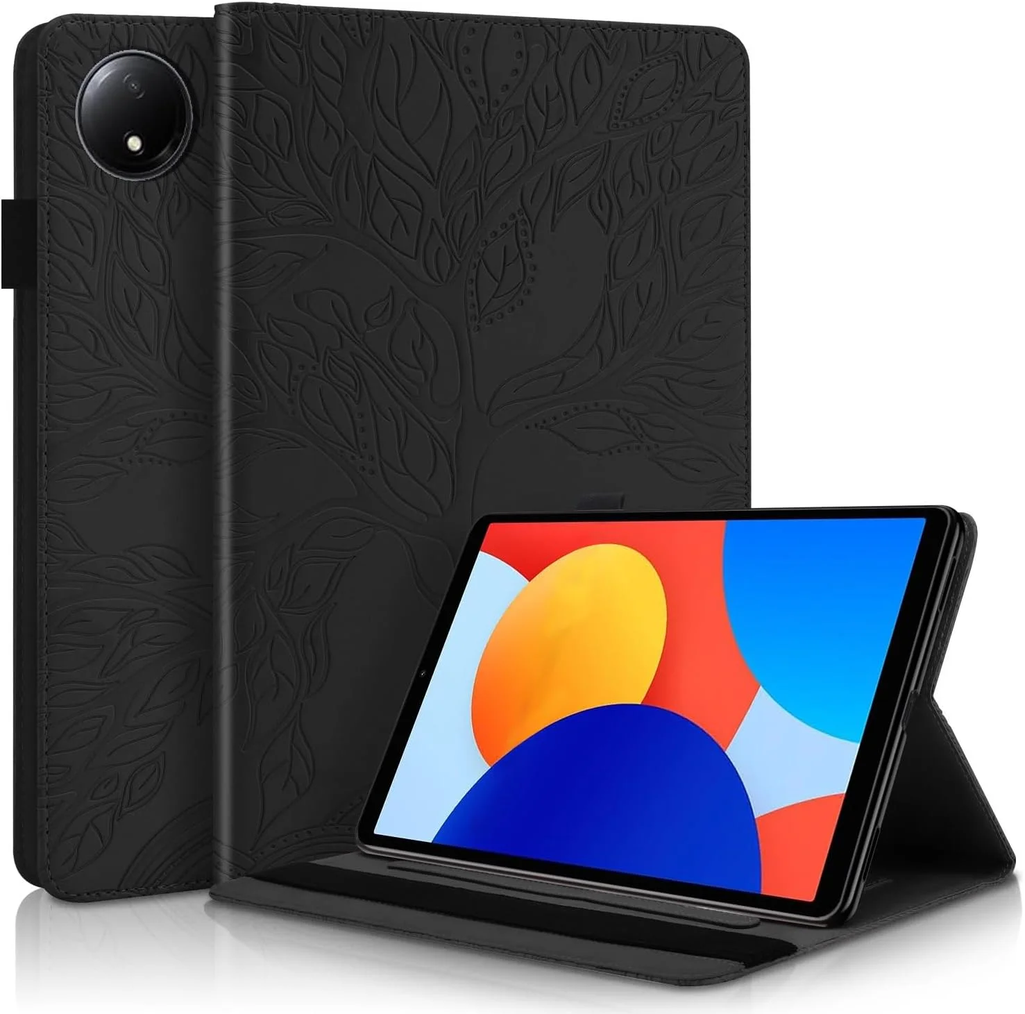 کیف تبلت سازگار با Xiaomi Redmi Pad SE 8.7 اینچ مدل 2024، کیف پول زیپی چرمی PU، کیف محافظ طرح درخت زندگی، سازگار با اسلات تبلت