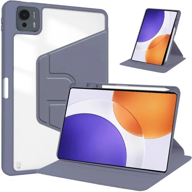 کاور Gruattreay سازگار با تبلت Xiaomi Pad 7S Pro 12.5 اینچی مدل 2025، کاور محافظ هوشمند چرخشی با جای قلم و قابلیت خواب/بیدار شدن خودکار (بنفش)