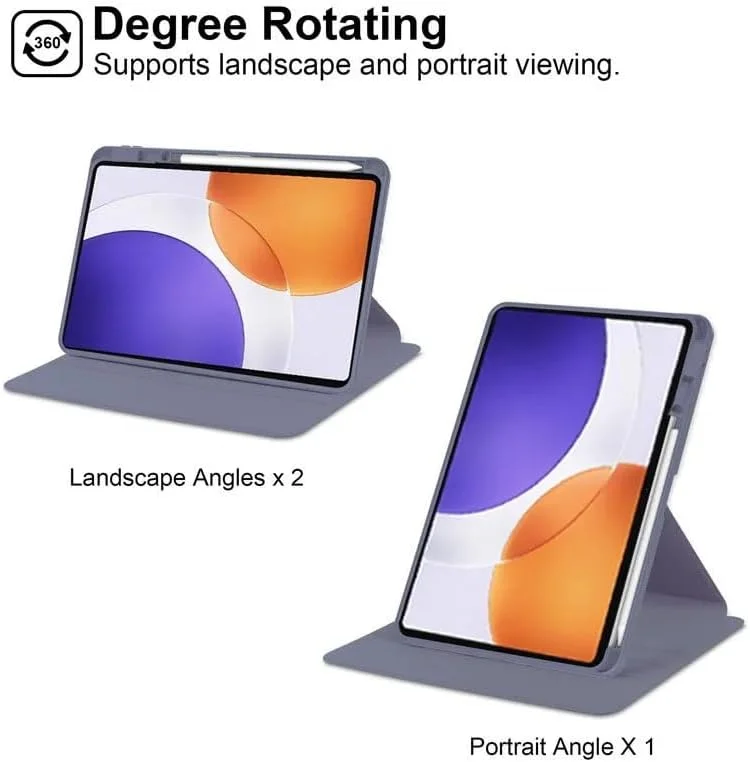 کاور Gruattreay سازگار با تبلت Xiaomi Pad 7S Pro 12.5 اینچی مدل 2025، کاور محافظ هوشمند چرخشی با جای قلم و قابلیت خواب/بیدار شدن خودکار (بنفش)
