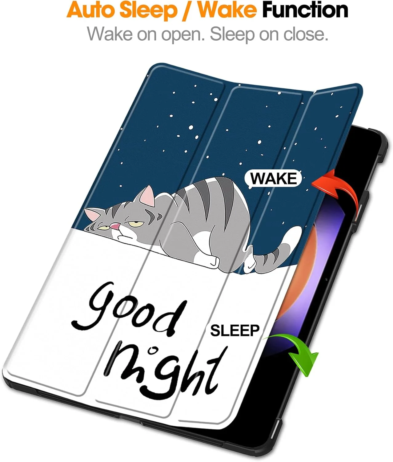 کیف تبلت RanTuo برای شیائومی پد 6S Pro، چرم PU، سبک و نازک، ضد آب، ضد گرد و غبار، قاب محافظ ضد افتادن برای شیائومی پد 6S Pro. (گربه تنبل)