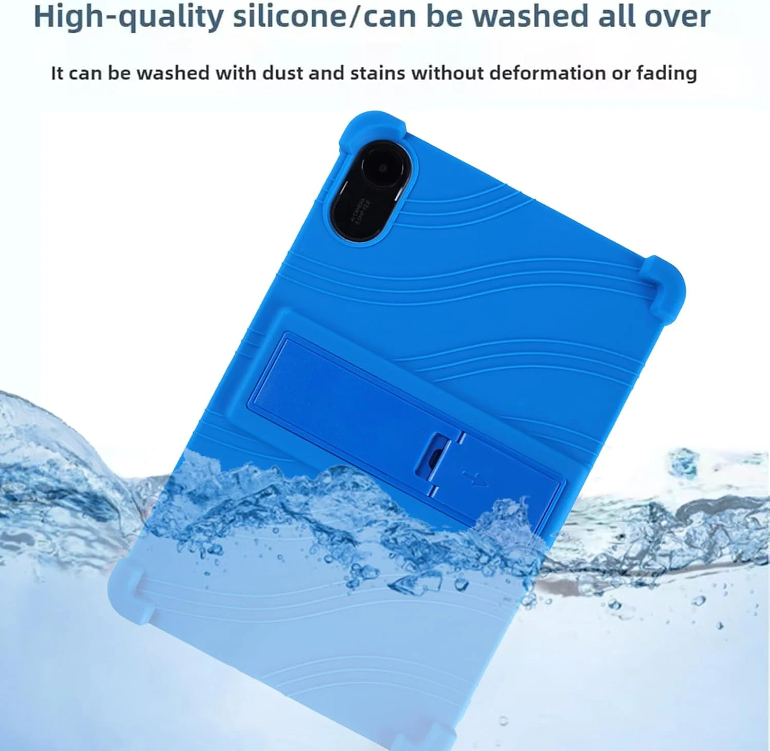 کاور تبلت KUSINHOKA برای شیائومی Redmi Pad 2 با اندازه 11 اینچ، کاور محافظ تبلت سیلیکونی نرم با پایه قابل تنظیم، ضد ضربه، ضد خش، آبی