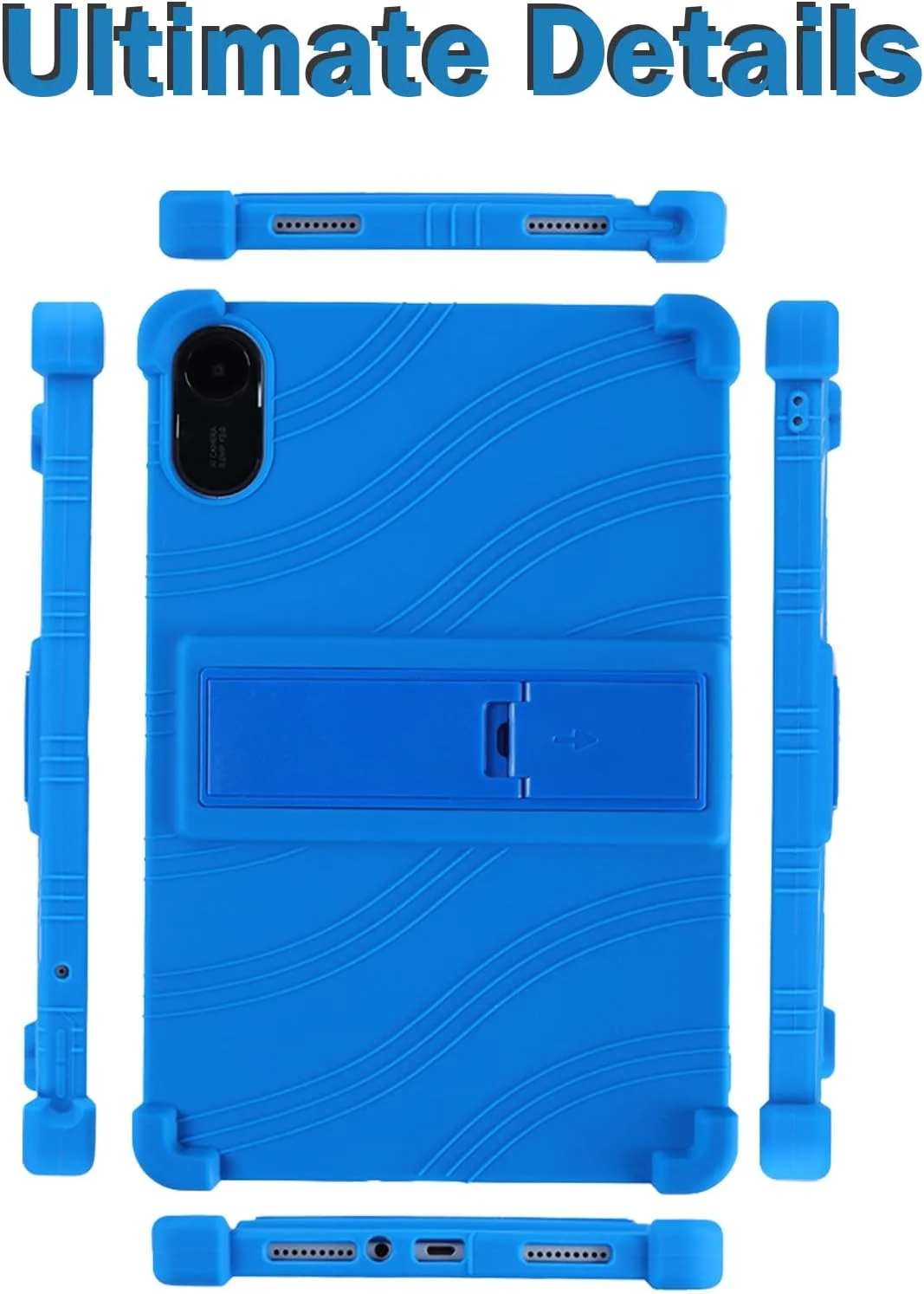 کاور تبلت KUSINHOKA برای شیائومی Redmi Pad 2 با اندازه 11 اینچ، کاور محافظ تبلت سیلیکونی نرم با پایه قابل تنظیم، ضد ضربه، ضد خش، آبی