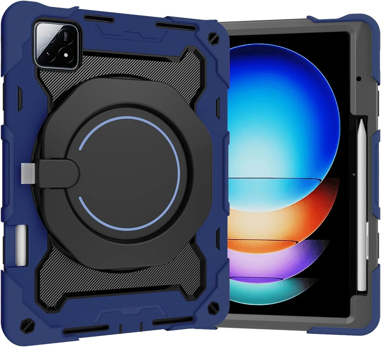 کیف سیلیکونی تبلت nincyee برای Xiaomi Pad 6S Pro 12.4 اینچ، کیف ضد ضربه با نگهدارنده قلم، بند شانه، حلقه بزرگ چرخان آویز پایه برای کودکان