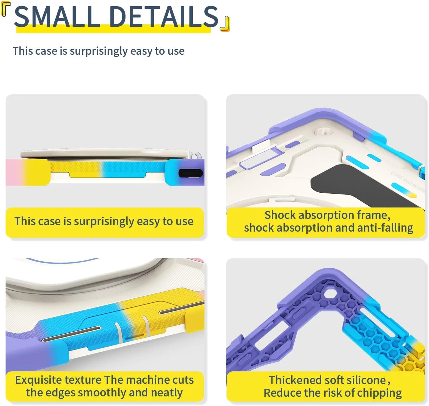 کیف سیلیکونی تبلت nincyee برای شیائومی پد 6S Pro 12.4 اینچ، کیف ضد ضربه با نگهدارنده قلم، بند شانه، حلقه بزرگ چرخان برای آویزان کردن و پایه برای کودکان