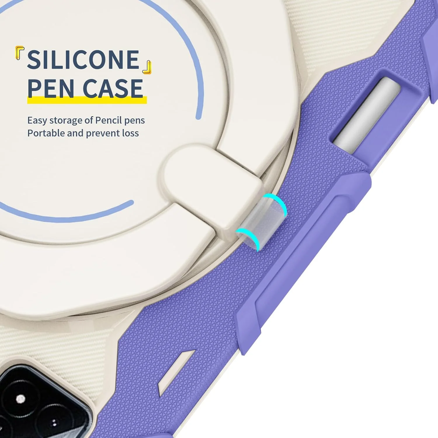 کیف سیلیکونی تبلت nincyee برای Xiaomi Pad 6S Pro 12.4 اینچ، کیف ضد ضربه با نگهدارنده قلم، بند شانه، حلقه بزرگ چرخان آویز پایه برای کودکان