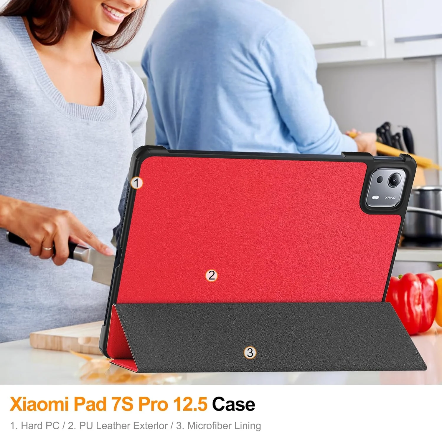 Gruattreay Tablet Case for Xiaomi Pad 7S Pro 12.5 inch 2025, Lightweight Tri-Fold PU Leather Case Folio Flip Cover Shockproof Protective Stand Cover with Auto Wake/Sleep (Red) Gruattreay Tablet Case for Xiaomi Pad 7S Pro 12.5 inch 2025, Lightweight Tri-Fold PU Leather Case Folio Flip Cover Shockproof Protective Stand Cover with Auto Wake/Sleep (Red)