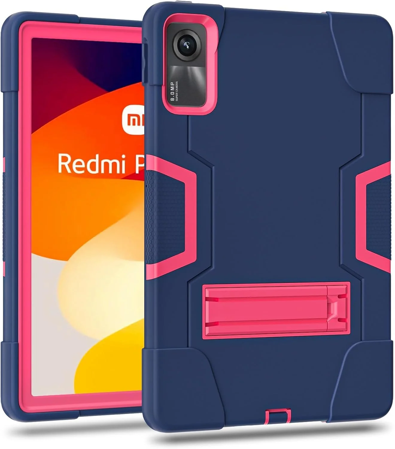 کاور محافظ گرآتری سازگار با تبلت شیائومی Redmi Pad SE 11 اینچ (2023)، کاور سیلیکونی تبلت با پایه نگهدارنده، محافظ مقاوم در برابر ضربه، پوشش محافظ بادوام (آبی سرمه ای + صورتی) کاور محافظ گرآتری سازگار با تبلت شیائومی Redmi Pad SE 11 اینچ (2023)، کاور سیلیکونی تبلت با پایه نگهدارنده، محافظ مقاوم در برابر ضربه، پوشش محافظ بادوام (آبی سرمه ای + صورتی)