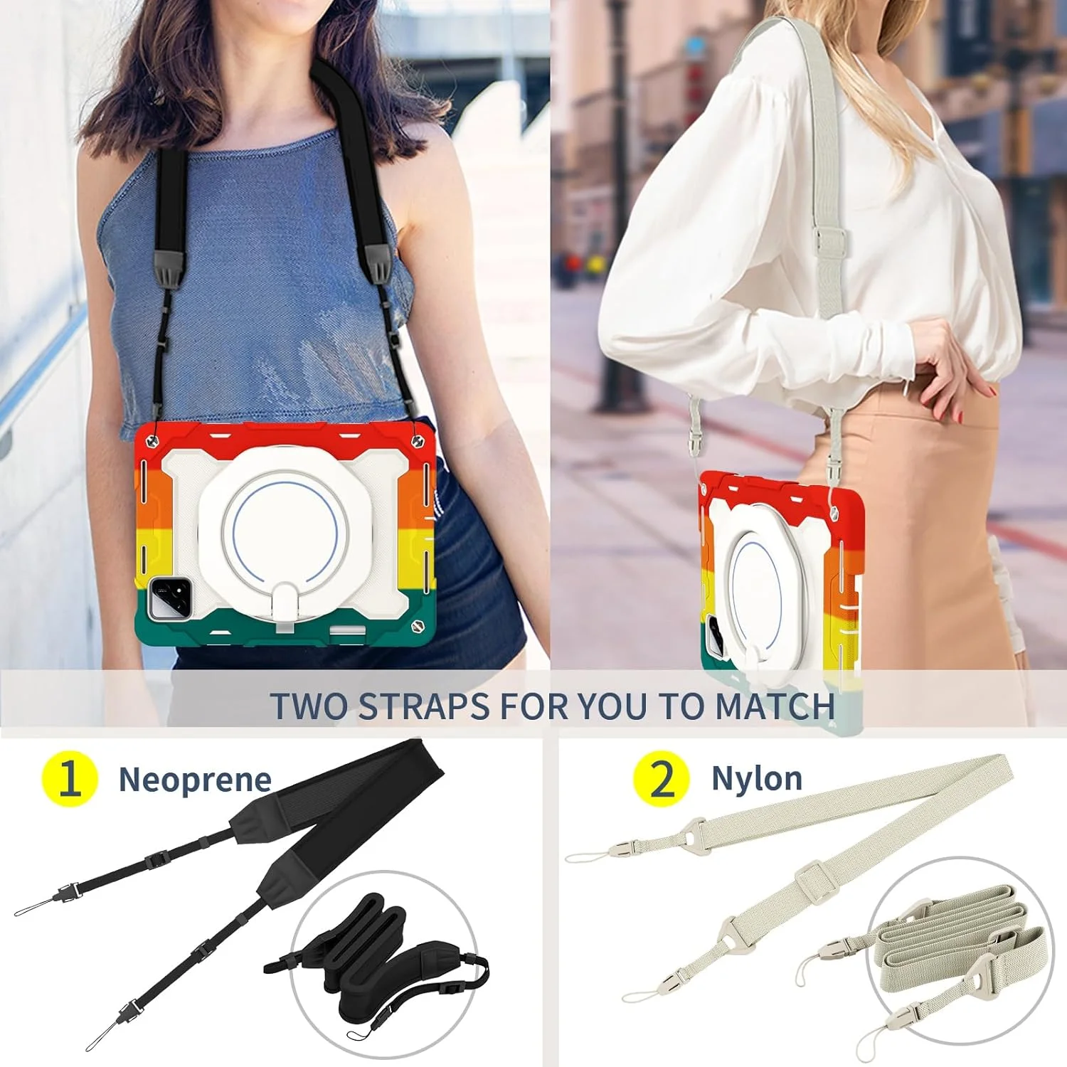 کیف سیلیکونی تبلت nincyee برای شیائومی پد 6S Pro 12.4 اینچ، کیف ضد ضربه با نگهدارنده قلم، بند شانه، حلقه بزرگ چرخان برای آویزان کردن و پایه برای کودکان