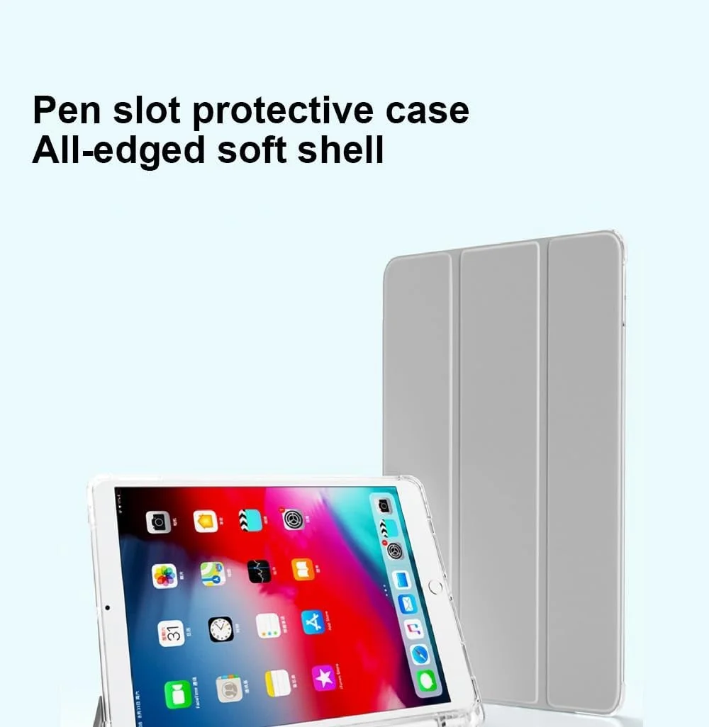 Tablet Travel Case Compatible with Xiaomi Pad 5 Pro 12.4/Mi Pad 5 Pro 12.4 with Pencil Holder Smart Cover, Shockproof Protective Case with Clear TPU Back Cover Tab Protection