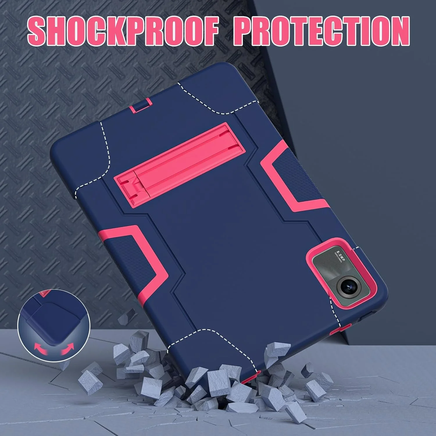 کاور محافظ گرآتری سازگار با تبلت شیائومی Redmi Pad SE 11 اینچ (2023)، کاور سیلیکونی تبلت با پایه نگهدارنده، محافظ مقاوم در برابر ضربه، پوشش محافظ بادوام (آبی سرمه ای + صورتی) کاور محافظ گرآتری سازگار با تبلت شیائومی Redmi Pad SE 11 اینچ (2023)، کاور سیلیکونی تبلت با پایه نگهدارنده، محافظ مقاوم در برابر ضربه، پوشش محافظ بادوام (آبی سرمه ای + صورتی)