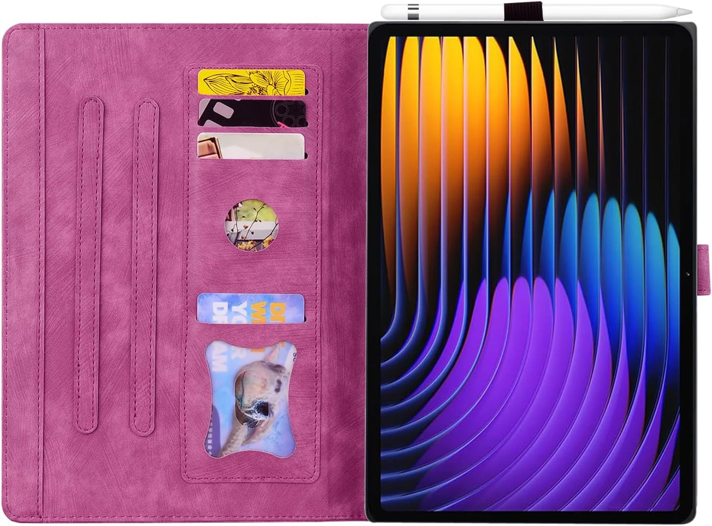 کاور ساکتاپی برای شیائومی پد 7/پد 7 پرو 11.2 اینچ 2024، کاور محافظ چرمی تاشو با جای قلم و قابلیت استند برای شیائومی پد 7 11.2 اینچ - رز قرمز