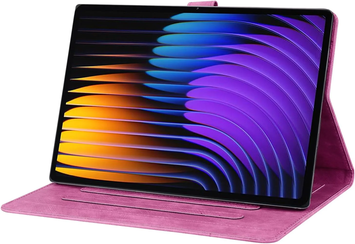 کاور ساکتاپی برای شیائومی پد 7/پد 7 پرو 11.2 اینچ 2024، کاور محافظ چرمی تاشو با جای قلم و قابلیت استند برای شیائومی پد 7 11.2 اینچ - رز قرمز