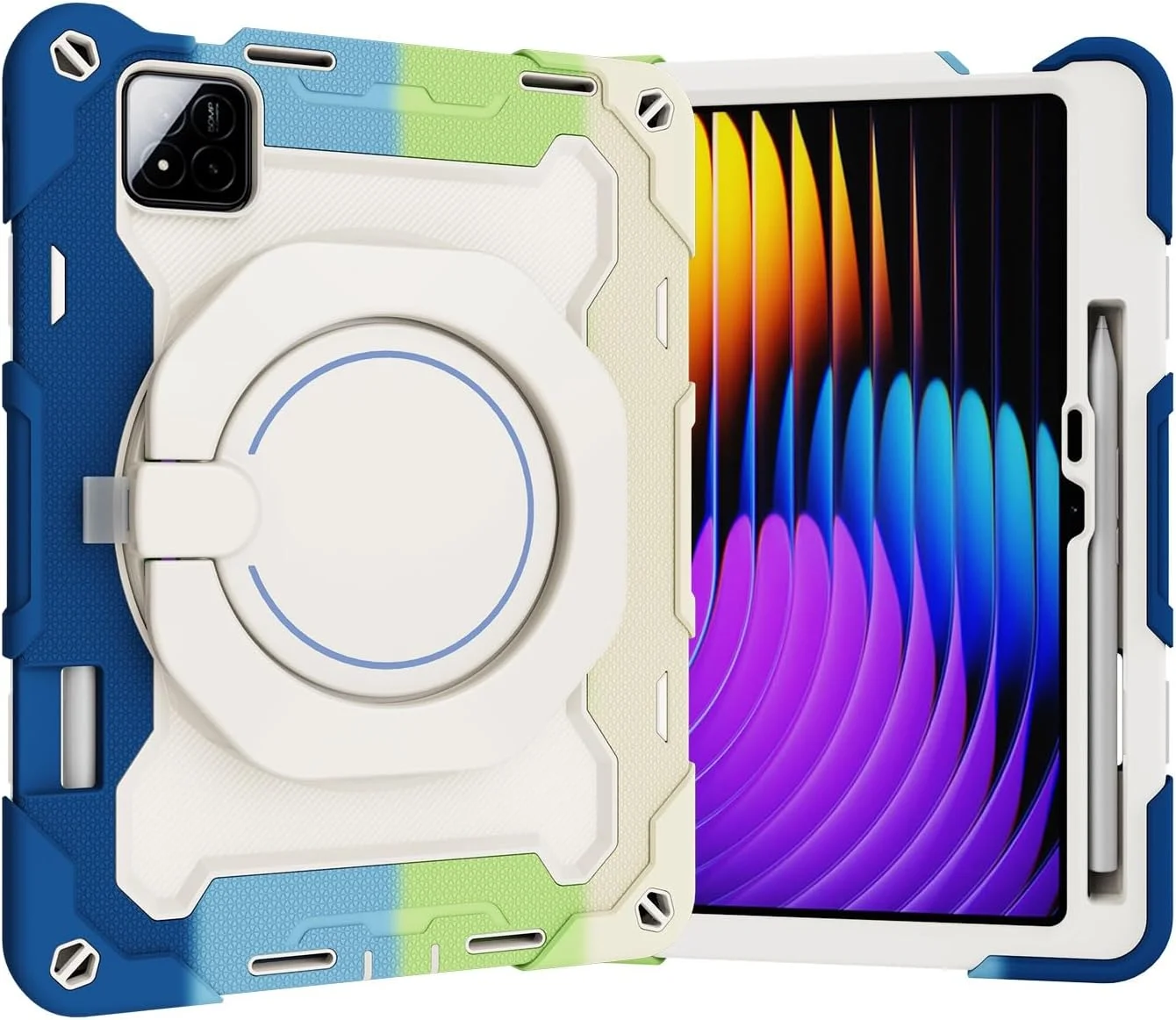 کیف تبلت مسافرتی سازگار با کودکان، سازگار با شیائومی ردمی پد 7/پد 7 پرو 11.2 اینچ 2024، دسته چرخان 360 درجه، پایه 3 در 1، ضد ضربه، ضد افتادن، بند شانه